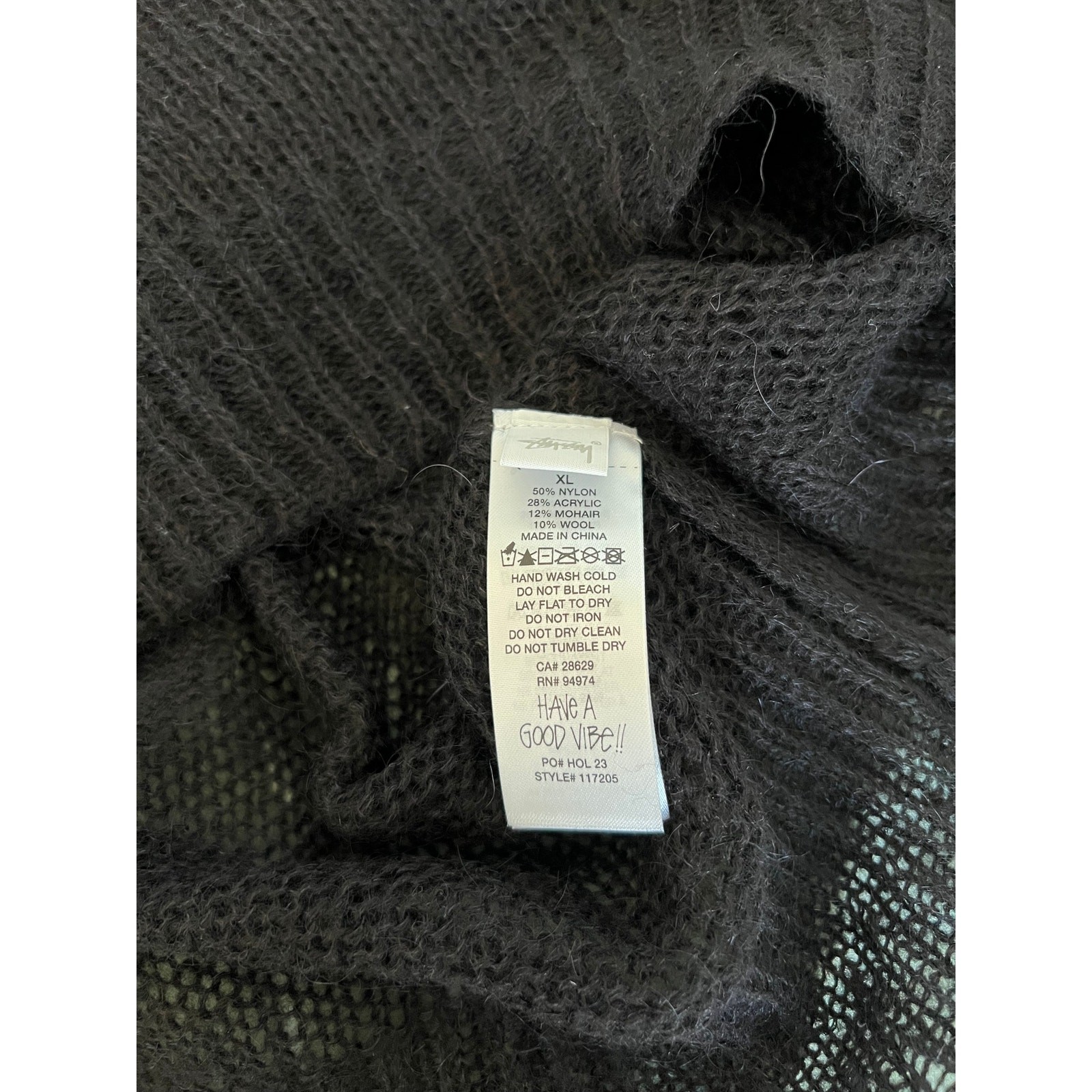 Stussy S Loose Knit Sweater - Size Medium - Black - NEW thumbnail 7