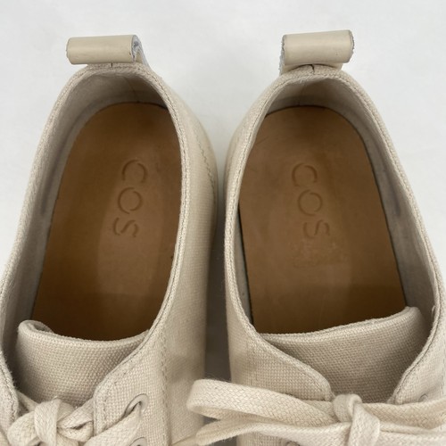 COS Women’s Size 9.5 Beige Canvas Low Top Sneakers Lace Up Trainers Casual - Picture 9 of 14