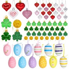 Valentines Day Decor Tree Decorations Set, 72 White, Red, Pink, Silver, Green