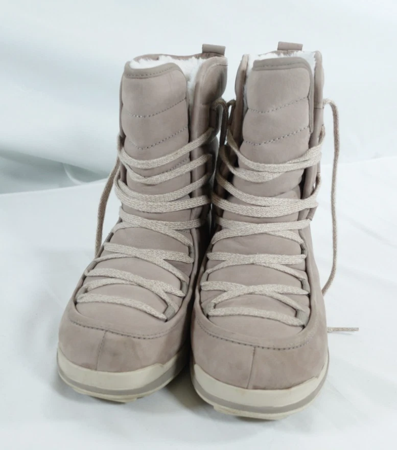 Botas Merrell femininas tamanho 6 bege impermeável pele sintética sapatos de inverno aderência quente - Imagem 4 de 4