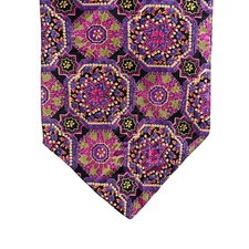 MBP Mens Silk Tie Purple Magenta Green Geometric Kaleidoscope Made in USA
