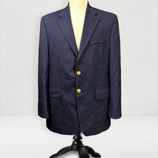 VTG Lauren Ralph Lauren Men Wool Blazer Men 42 Navy Blue Gold Button Sport Coat