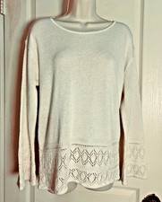 Knit Sweater, Long Sleeve, Open knit hem, Open knit sleeve end