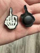 Skeleton Middle Finger Shoe Charm for Crocs   Funny Gothic Horror Jibbitz Style