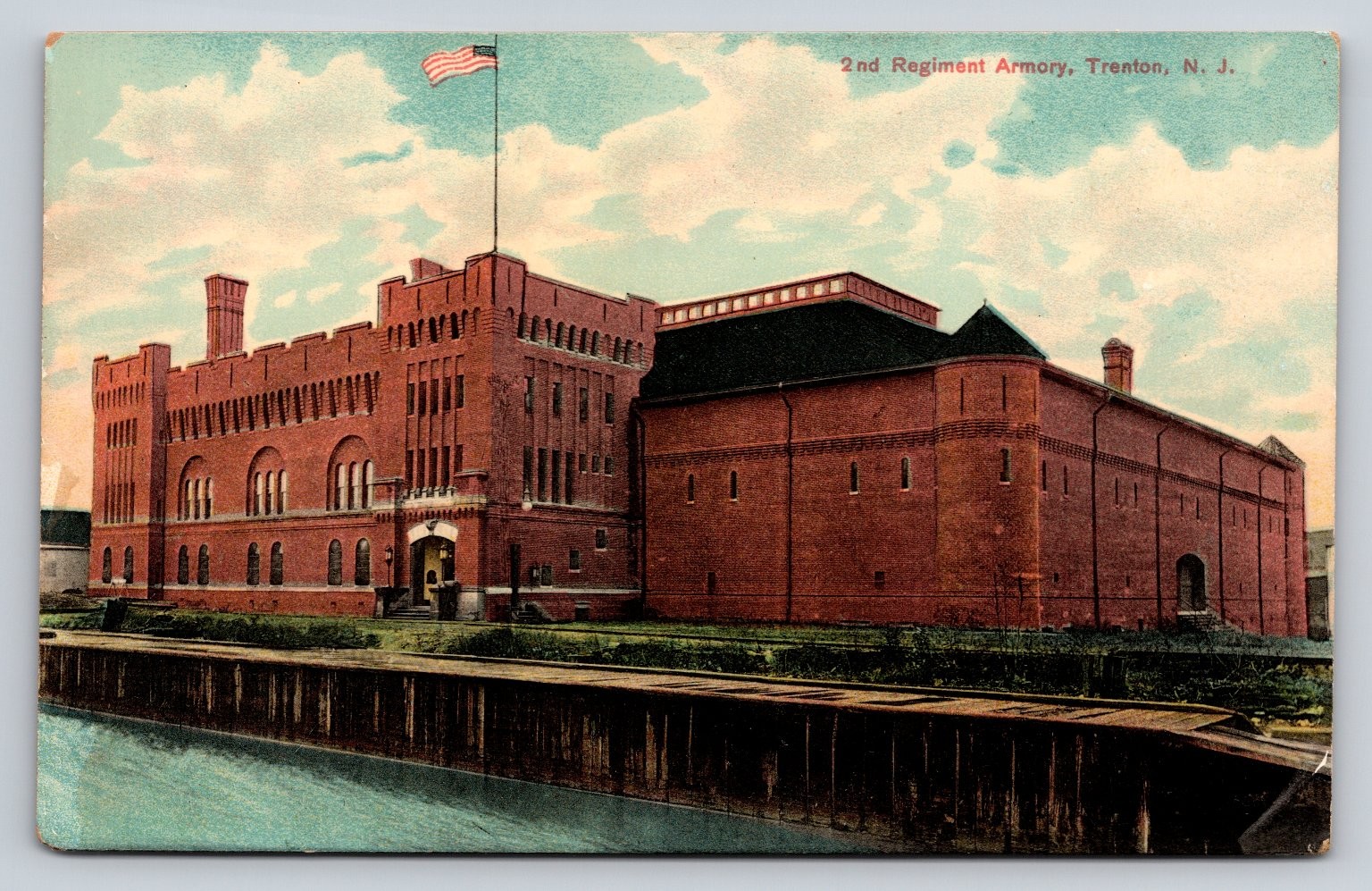 Vintage 2nd Regiment Armory Trenton NJ Litho-Chrome Postcard