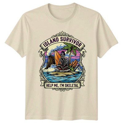 Island Survivor T-Shirt Help Me Im Skeletal Lustig Retro Neuheit Humor Geschenk
