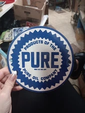 Round 6" Porcelain Pure Oil Company Sign