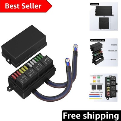 Automatic 12 Volt Fuse Relay Box - Includes 4 Relays & 12 ATO/ATC Fuses, Durable