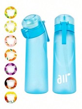 Portable Air Water Bottle 800ml – Random Flavor Pod, Transparent Blue, Straw Lid