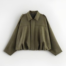 Faux Suede Jacket Khaki Lined Size 10/12 