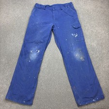VINTAGE French Trousers Adult 34x30 Blue Chore Workwear Utility Distressed Men