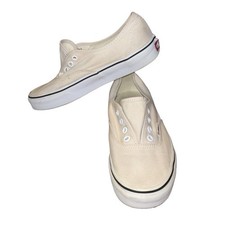 Vans Classic Slip-On Shoes Off White Canvas Men s 6 Women s 7.5 Sneakers 721356