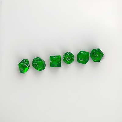 7 Dice Set Poly RPG DnD Dungeons Dragons AD&D Pathfinder Neon Green Transparent 