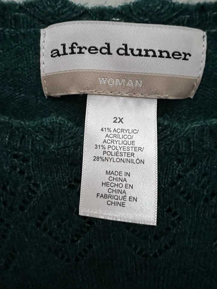 Suéter Pullover Vintage Para Mujer Alfred Dunner Verde Bosque Talla 2X Foto 4 de 4