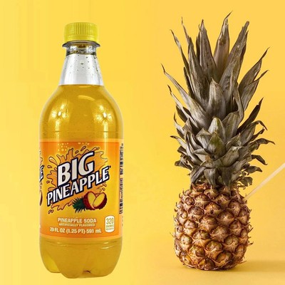 24 Pack Big Pineapple Soda 20 fl oz Exotic Pineapple Pop Bottles