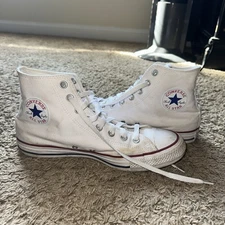 Chuck Taylor Converse All Star Unisex High tops. White, Men's 9 Red Blue Stripe