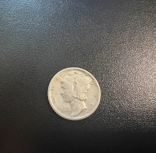 1943-P Mercury 90% Silver Dime Very Good Condition VG+, Philadelphia