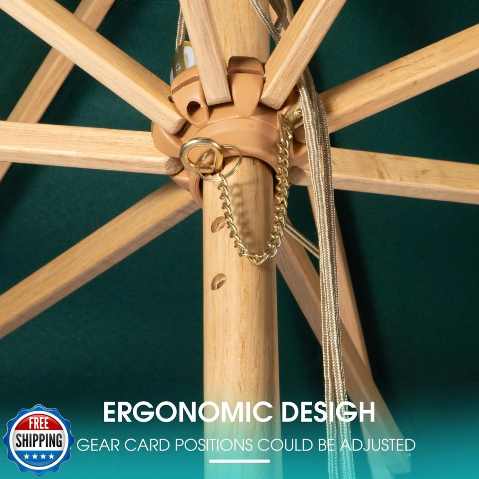 Paraguas de madera CASUNER 9 pies, paraguas de patio al aire libre, paraguas de mercado de madera, pa Foto 4 de 4