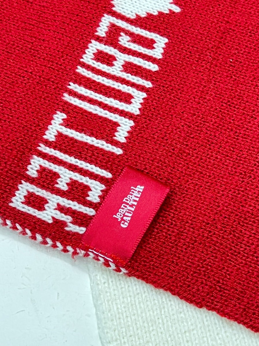 Jean Paul Gaultier Scarf Red & White Striped Unisex Adult's