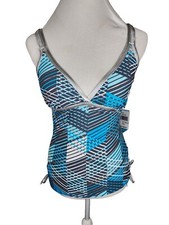 Free Country Wms Sz S Multi Color Nylon Spandex Bathing Suit Top Only B36
