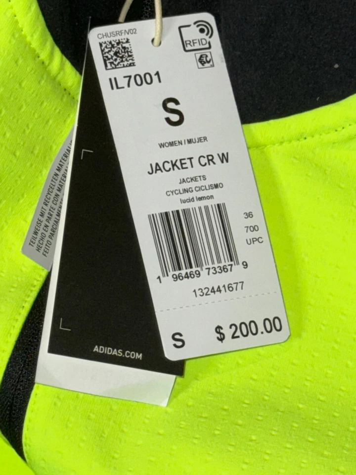 New S Adidas Cold.Rdy Cycling Jacket Lucid Lemon Neon Yellow Black IL7000 Men - Image 4 of 4