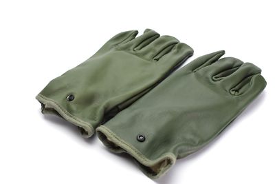 Original French army combat leather gloves. NATO olive