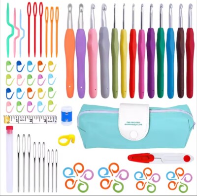 Komplettes 76 teiliges großes Häkelnadeln Set. Perfekt für Anfänger