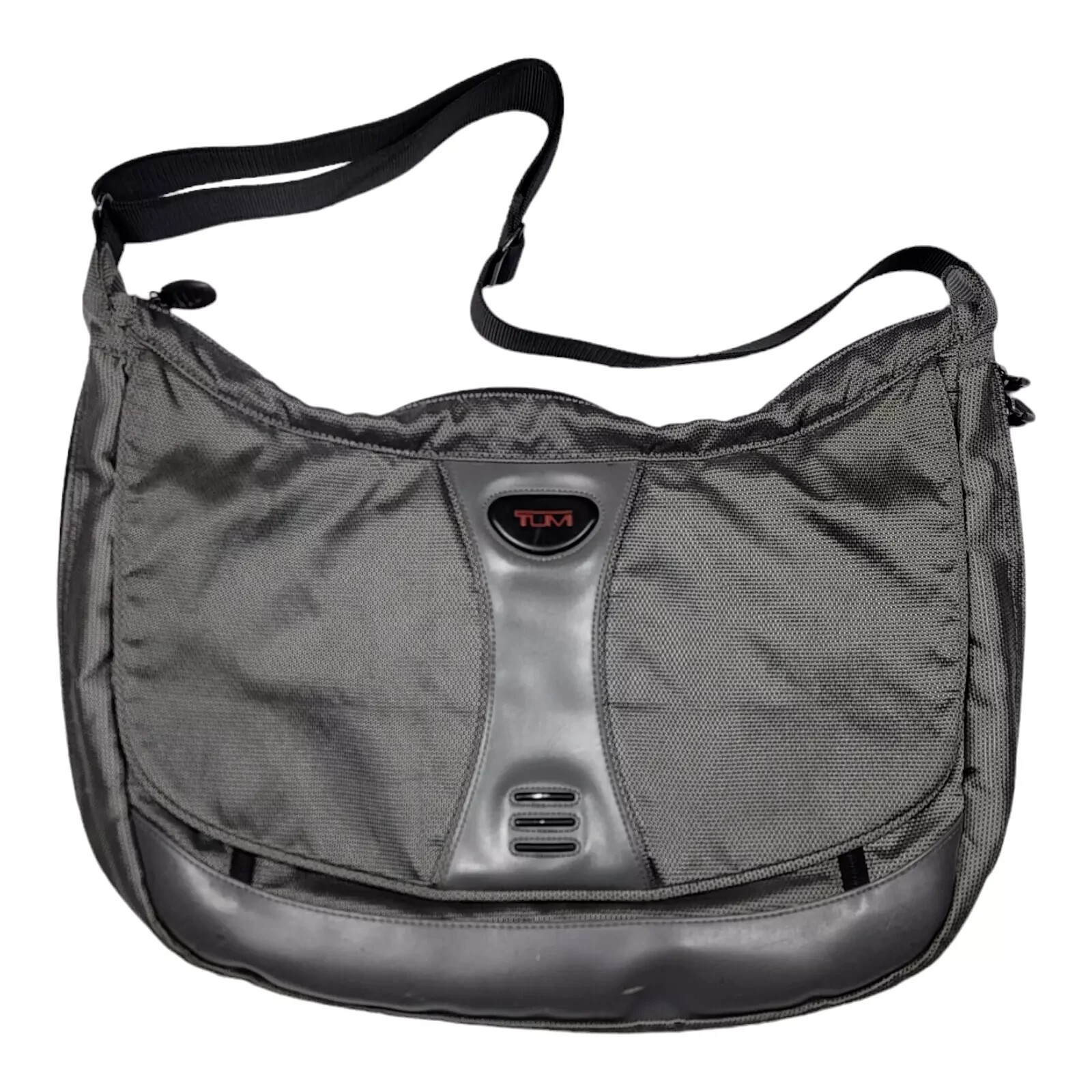 Tumi T2 Ballistic Nylon Crossbody Shoulder Messenger Computer Bag Grey 500PW