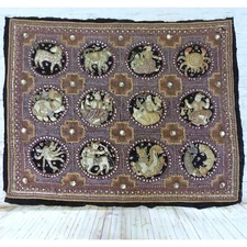 VTG THAI KALAGA Tapestry Astrological Zodiac Horoscope Hand Embroidered Beaded