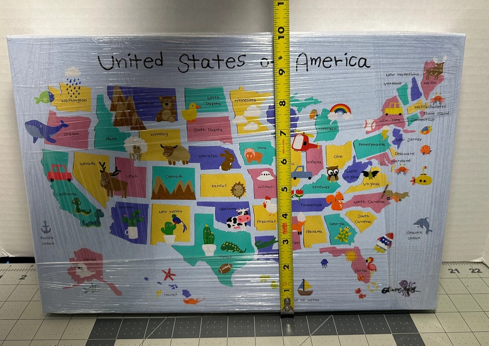 Oliver Gal Artist Co. Mapas Arte de Pared Lienzo ESTADOS UNIDOS Aprendizaje para Niños - EE. UU. Foto 4 de 4