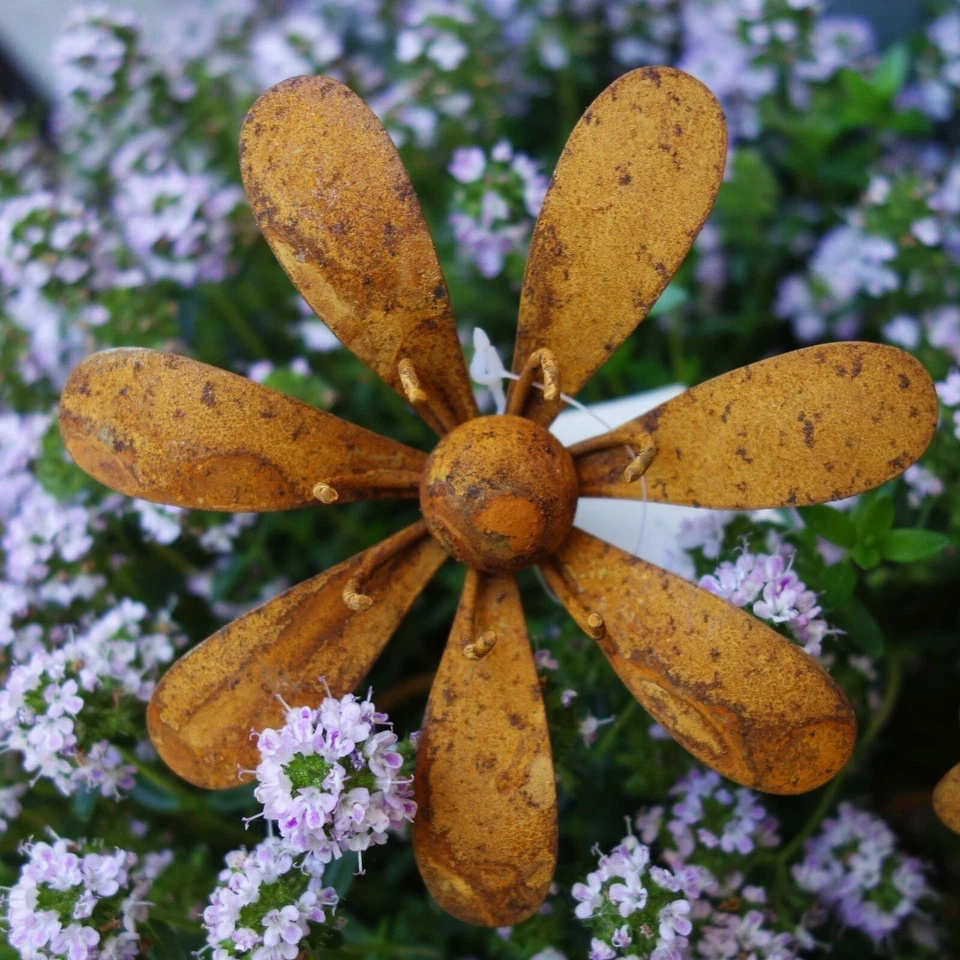 Blumenstecker Rost Gartenstecker Garten Balkon Terrasse Blume Blüte - H 29 cm
