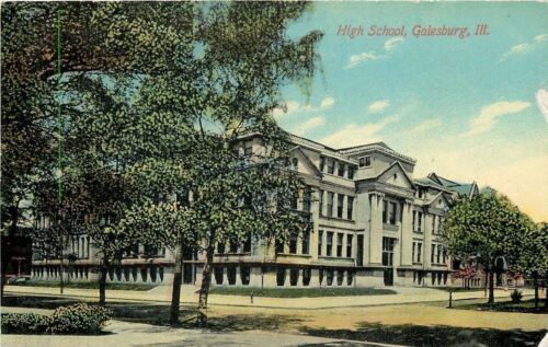 Galesburg Illinois ~ Senior High School Block ~ Postkarte 1911
