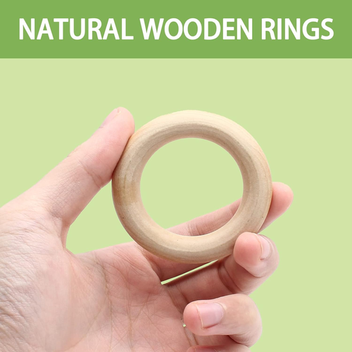 30 Pcs Natural Wooden Rings, 40Mm / 1.6 Inch (Dia.) Unfinished Smooth Wood Circl - 第 7/7 張圖片