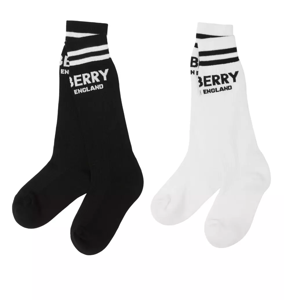 Check Panel Cotton Blend Socks Set in Black/white - Children