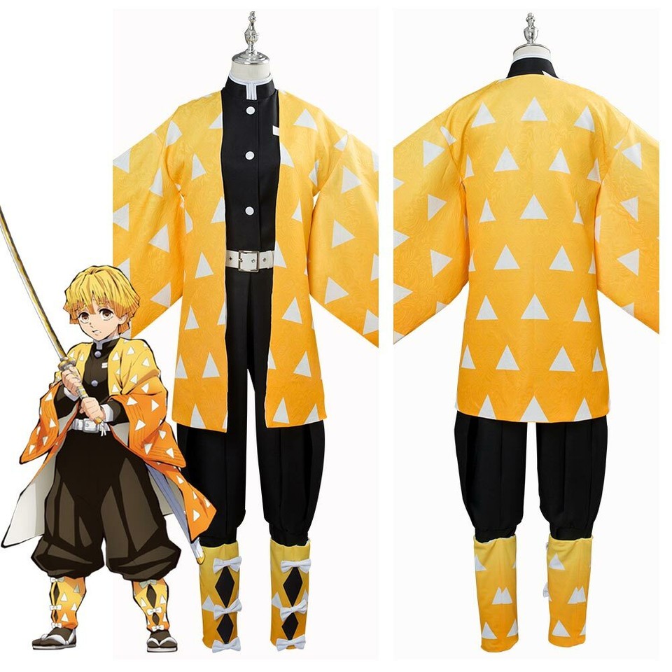 Disfraz Peluca Disfraz Kimono Traje Cazador De Demonios Kimetsu No Yaiba Agatsu Zenitsu