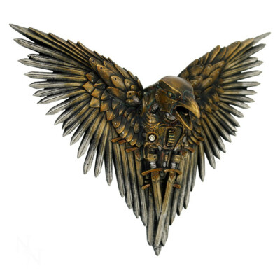 Steampunk Gothic Wandschmuck Wandbehang Figur Rabe Raven Schwerter Blade Deko