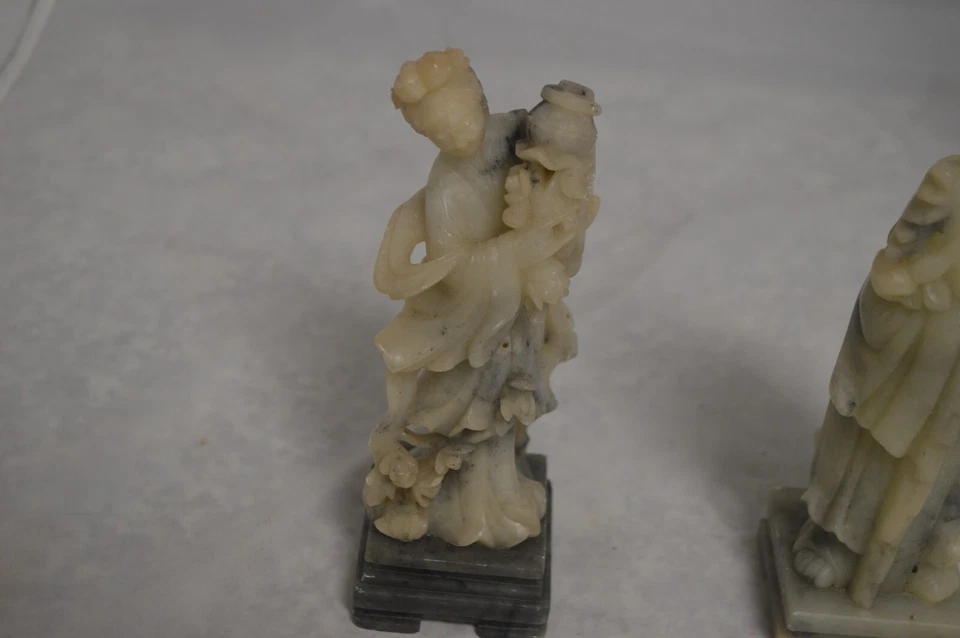 Chinese White Gray Soapstone Kwan Yin Guan Yin & White Gray SHOU LAO - Image 3 of 4
