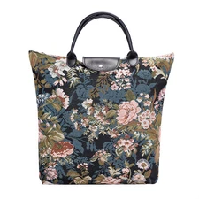 Tapestry Foldable Reusable Shopping Bag in Peony Floral Design