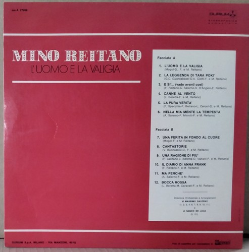 MINO REITANO - L'UOMO E LA VALIGIA 1971 DURIUM ms A 77266 ITALIAN POP - Picture 2 of 4