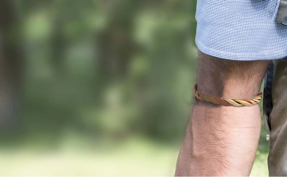 Pulsera de terapia magnética de cobre para dolor de alta potencia imanes de tierras raras triple brazalete Foto 4 de 4