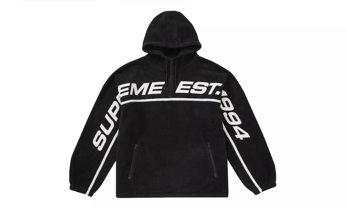 Supreme Polartec Half Zip Hooded Sweatshirt Black Size M (FREE SHIPPING)