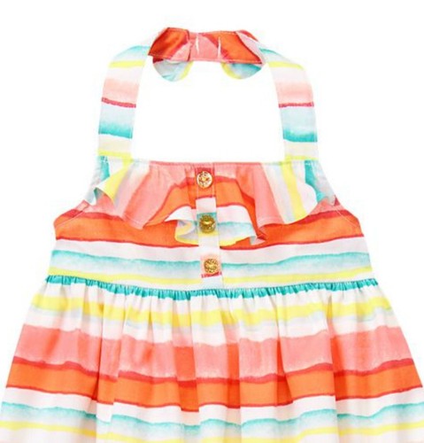 NWT Gymboree BUTTERFLY CATCHER Striped Glitter Button Halter Dress Girl 3T 5T - Picture 2 of 2