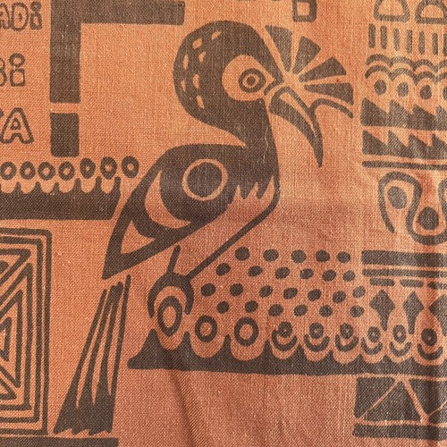 Tissu ancien Maridadi animaux africains kenyans 31x31" milieu du siècle RARE titré - Photo 7/9