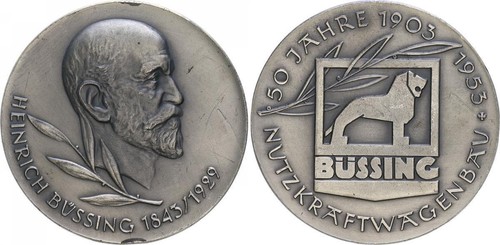 Silber-Medaille 1953 auf 50 J. Nutzkraftwagen-Firma 'Büssing' vz, kl. Flecken
