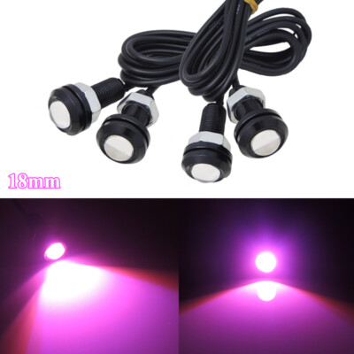 4pcs Pink Purple LED Car Motorcycle Truck DRL Side Underbody Front Grille Lights