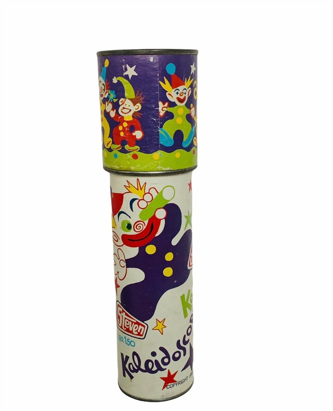 Kaleidoscope vtg toy 1980 Steven Hermann MO circus puppy dog clown carnival BMC4