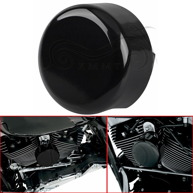 Smooth Black Round Horn Cover For Harley Wide Glide Softail FLH FXD XL
