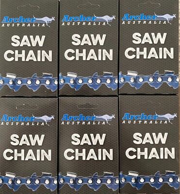 6 Pack 20'' Archer Chainsaw Chain 3/8'' pitch FULL CHISEL .050 Gauge 72DL 