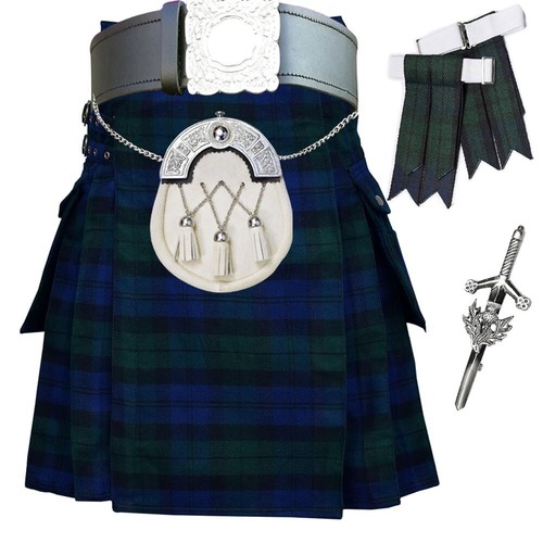 Prince Charlie Abrigo Kilts Chaqueta con Chaleco Tradicional Utilidad Tartán Juego de 9 piezas - Imagen 40 de 43