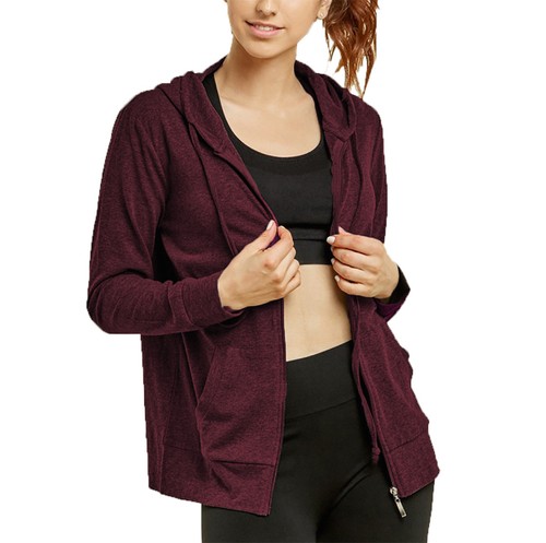Women's Full Zip Up Active Yoga Gym Casual Jacket Everyday Thin Hoodie - Picture 8 of 17